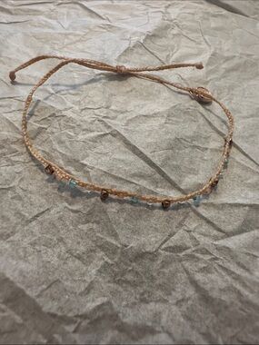 NWOT Pura Vida Beaded Hemp Bracelet in Natural and Aqua